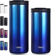 Vivva Insulated Coffee Mug for Hot and Cold Drink, Stainless Steel Vacuum Insulated Tumbler, Double-Wall Vacuum Coffee Cup, Leak Proof Bottle for Daily Life, Travel, Office (Gradient Blue - 400ml)