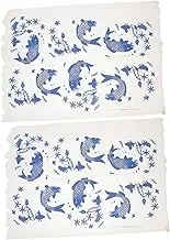 PLAFOPE 2 Pcs Pottery Ceramics Clay Transfer Paper Underglaze Fish Flower Pattern Paper Porcelain Paper Ornament for Children Adults DIY Cup Plate Bowl Supplies