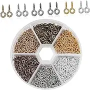 Angoily Craft Eyelet Screw Set 600pcs Jewelry Eyelets Screw Eye Pin Hooks for DIY Necklaces Bracelets