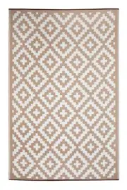 Aztec Beige & White Recycled Plastic Outdoor Rug Waterproof Reversible