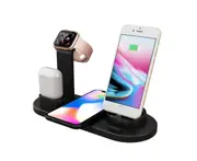 H04 3 In 1 Wireless Charger Rotatable Charging Dock Station for Apple Watch AirPods Micro Usb Phone Type c Phone Black