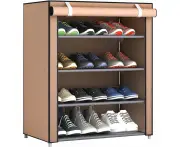 Shoe Rack, Shoe Storage Organiser, Cupboard with Dustproof Fabric Cover, Large Shoe Rack, Shoe Storage Organiser, Cupboard Tower for Cupboard, (5