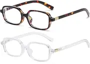 [NIDOVIX] 2Pcs Retro Small Oval Frame Glasses for Women Men 90s Oval Lens Non-prescription Nerd Cosplay Eyeglasses