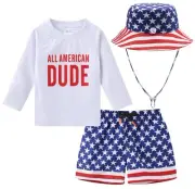 Toddlers Baby Boys' 3-Piece Swimsuit Trunk Rashguard Set and Sun Hat Swimwear...