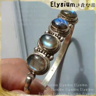 Elysium‧迷霧樂園 〈CLS001E〉尼泊爾‧四顆款 透亮藍光 拉長石 925銀 搭扣型手鐲/手環