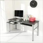 【BUYJM】環保低甲醛仿馬鞍皮160公分穩重型雙鍵盤電腦桌(黑色)