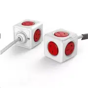 ALLOCACOC PowerCube 5 Outlet Extended Surge Protector - 1.5m - Red AU/NZ