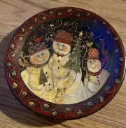 Susan Wingets Holiday Plate With 3 Snowmen 8” Certified International