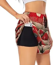 [GaxfjRu] Christmas Tree House Print Women's Running Shorts High Waisted Running Shorts Pocket Sporty Gym Elastic Short
