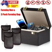 Faraday Box & 3 Pack Faraday Bag for RFID Key Fob Protector Signal Blocker Pouch
