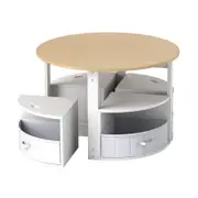 Costway 5PCS Round Nesting Table & Chair Set Art Craft Activity Table Natural