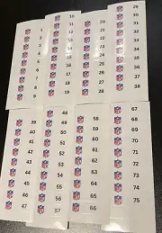 (1-100+) Numbered NFL Logo Sports Card Divider Sticker Label Set