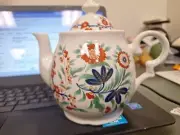 SMITHSONIAN INSTITUTION PORCELAIN CHINA TEA POT W/ ORANGE FLOWER DECORATION