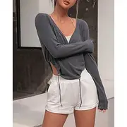 Women's Track Top Running Shirt Drawstring Long Sleeve Top Athleisure V Neck Wick Moisture Tennis Golf Running Sportswear Activewear Solid Colored Apricot Whit