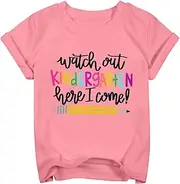 [HEBBE] Kindergarten Shirts for Girls Watch Out Kindergarten Here I Come Shirt Kids Back to School T Shirt Children School Tee