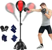 Kezvmhy Boxing Speed Ball with Stand, Reflective Bag Boxing, Height Adjustable Speed Ball with Stand, Height Adjustable Target Reflex Equipment for Fitness Training Indoor Outdoor Adults and Kids