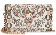 $328 NEW Tory Burch Hicks Garden Party Leather Bag Wallet Chain Crossbody Pink