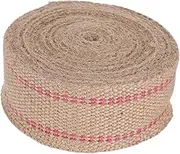 Beatifufu Jute Webbing with Red Stripes for Chair Repair Crafting Durable Braided Twine for Indoor Outdoor Use Versatile for DIY Projects