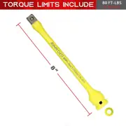 1/2" Drive Torque Limiting Extension Bar, 8 Inch Color-Coded Limiter 80ft-lbs...