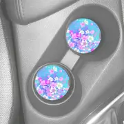 BLUE FLORAL PATTERN SHABBY CHIC PRINT SANDSTONE CAR COASTERS SET (2) ABSORBS