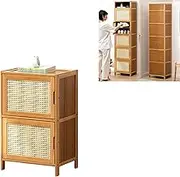 Shoe Cabinet Storage for Entryway Closed Shoe Rack for Front Door Entrance Narrow Rattan Shoe Organizer Cabinet Bamboo Entryway Storage Furniture for Bedroom Hallway 4/6/8/10/11 Tier