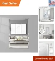 24x36 Inch Rectangle Frameless Mirror, Beveled Bathroom Mirror, Frameless Wal...