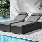Livsip 2x Sun Lounge Wicker Lounger Outdoor Furniture Day Bed Sofa Patio Garden