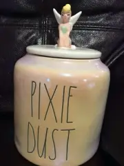 Rae Dunn Pixie Dust Tinkerbell Lidded Canister Disney Peter Pan Iridescent Pink