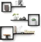 Wooden Square Floating Shelves Wall Mount, Floating Cube Shelves Set of 6, Geome