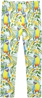 [Joisal] Tropical Parrots Green Girls Leggings, Ideal for Girls Yoga Leggings, Girls Leg Warmers, 4-10T