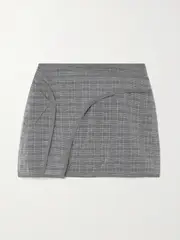 [MCQ ALEXANDER MCQUEEN] MCQ ALEXANDER MCQUEEN - Long Now Matelassé Checked Shell Mini Wrap Skirt - Gray - x large x large Gray
