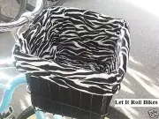 Bicycle Basket Liner Black/White Zebra Reversable Cruise Bikes