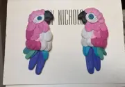 Vintage 80s NOS Libby Nicholson statement Parrot earrings Pink