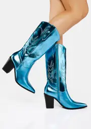 Turquoise Got Range Metallic Cowboy Boots