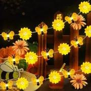Zhanmai 2 Pcs Bee String Lights Decor 10ft Honeybee Fairy Lights with 30 LED Bul
