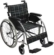 Wheelchair Self-propelled Folding,Lightweight Aluminum Alloy Sturdy and Stable with Double Brake Breathable Seat Cushion Adjustable Foot Pedal Senior/Disabled Push Scooter,Portable