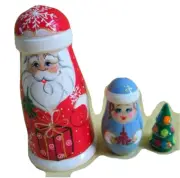 Russian Santa Claus+Snowmaiden+Xmas Tree Nesting Doll/5" Tall/FREE SHIP IN US