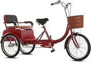 Adult Tricycle,Large Rickshaw Tricycle with Pedals,Hidden Storage Box,Senior Cruiser Bike with Sensitive Dual Brakes,Tandem Trike with Back seat,3 Wheels Bicycle