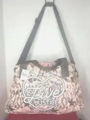 Justice Live Pink Gray Graffiti Tween Weekender Overnight Duffle Bag Dance NWT'S