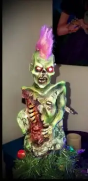 Retro punk zombie resin light up Christmas tree topper