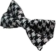 [Zasel] Boys White & Black Houndstooth Patterned Bow Tie Black, White