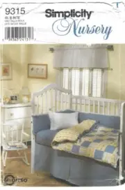 Simplicity Nursery Pattern 9315, Cot Bedding, Curtain, Seat Pad, etc, Uncut