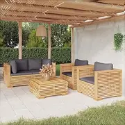 5 Piece Garden Lounge Set with Cushions Solid Wood Teak, Furniture Sets, Patio Furniture