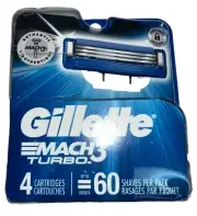 Gillette Mach3 Turbo Cartridges 4 Cartridges - New