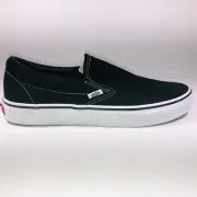 VANS Classic Slip On Canvas Black & White Sneakers VN000EYENLK Mens Size 9.5