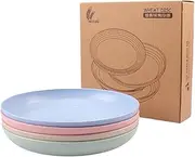 4 Pack Wheat Straw Plates Reusable Dinner Plates, Durable & Lightweight, Perfect for Home, Parties, Camping, and Outdoor Use Dishwasher Safe (20CM 7.87IN)