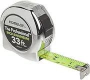 Komelon 433IEHV High-Visibility Professional Tape Measure both Inch and Engineer Scale Printed 33-feet by 1-Inch, Chrome
