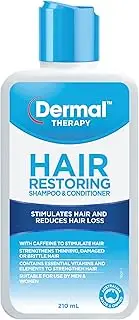 Dermal Therapy Hair Restoring Shampoo & Conditioner – 2-in-1, Stimulates Hair Growth, Vitamin B Complex & Caffeine Enriched, Sulfate-Free, for Men & Women, Thinning Hair Care | 210ml