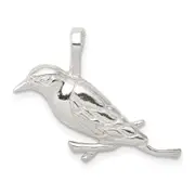 Sterling Silver Polished Perched Bird Chain Slide Pendant