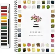 HouceLee Watercolor Workbooks,Beginner-Friendly Birds Watercolors,12 Colors Watercolor Paint Set with Paint Brush, Art Crafts Painting Supplies, Water Color Book for Kids Adults Teens (Bouquet)